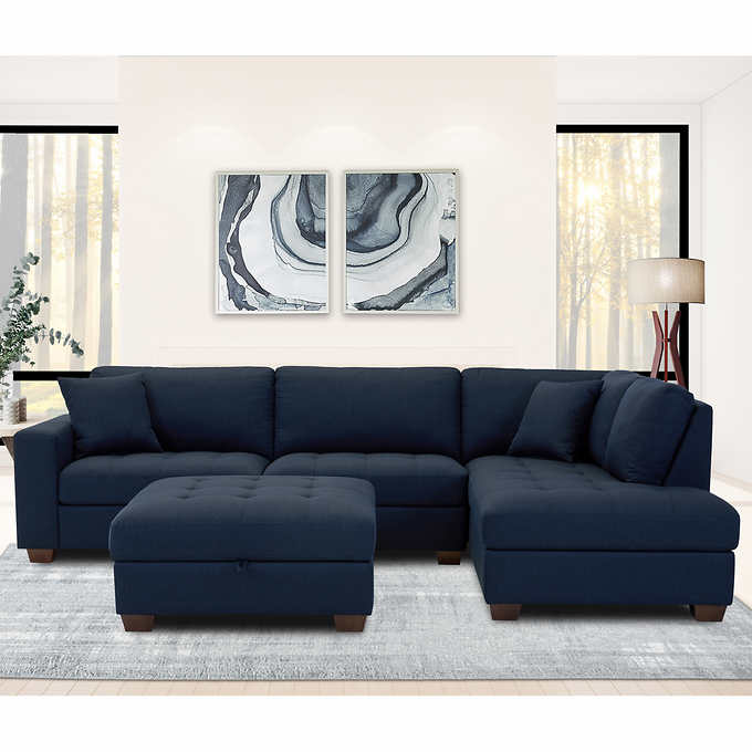 Thomasville Tisdale Fabric Sectional with Storage Ottoman