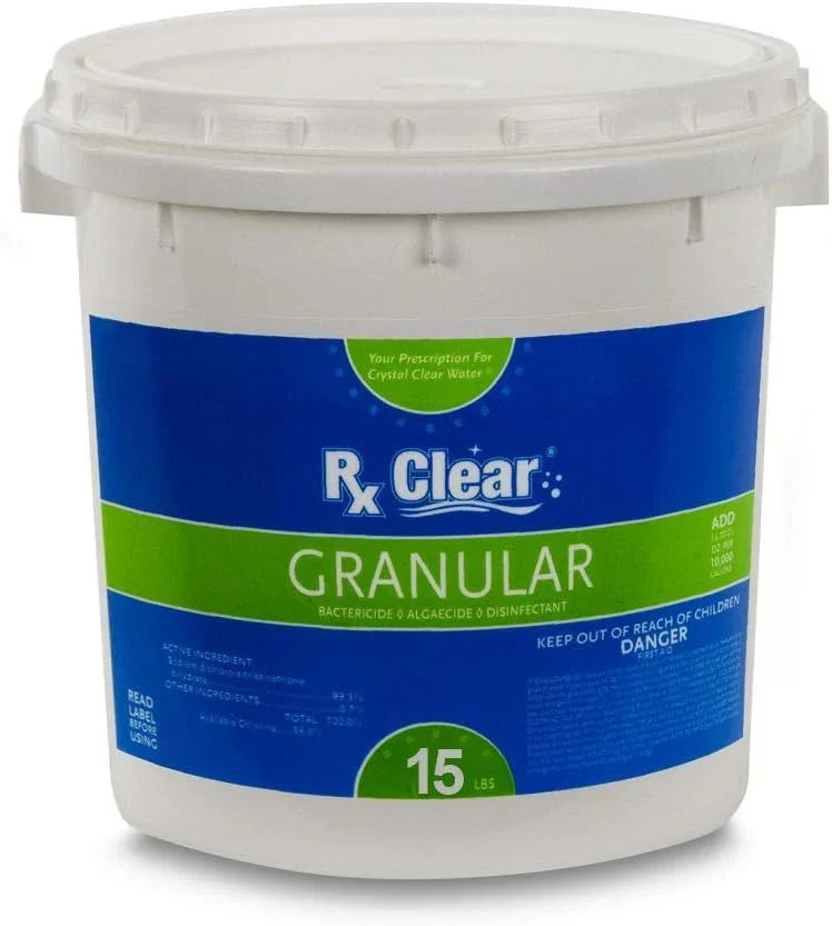Clear Stabilized Granular Chlorine | One 50-Pound Bucket | Use As Bactericide, Algaecide, and Disinfectant in Swimming Pools 