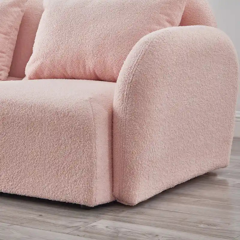 White Teddy Fabric Lazy Loveseat for Living Room - image 18
