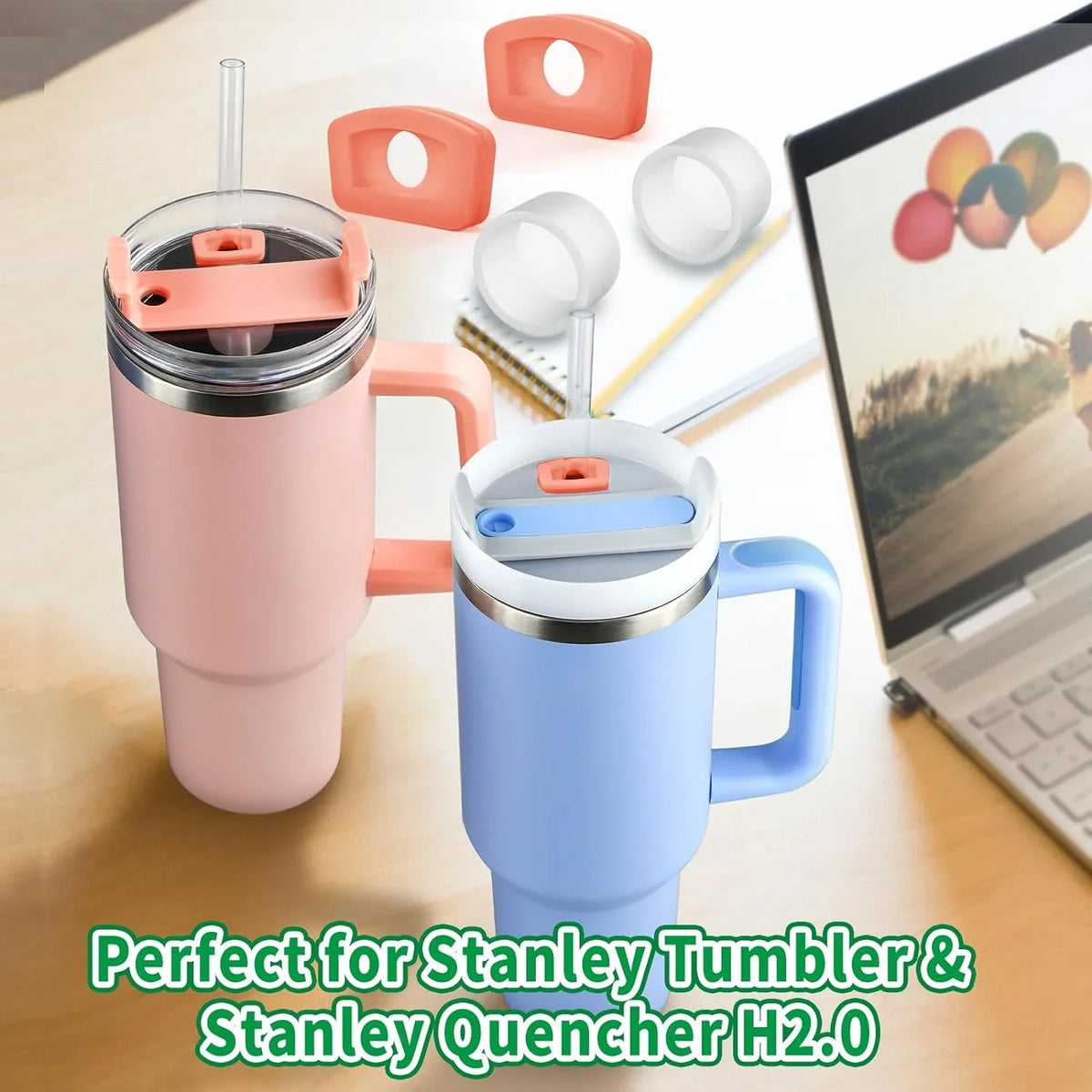 40 oz 30 oz tumbler with handle and anti-spill stopper