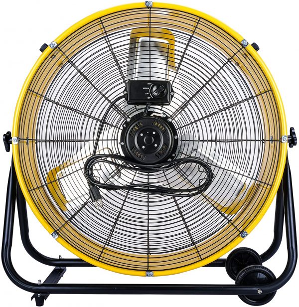 24 Inch Grade UL Listed High Velocity Movement Heavy Duty Drum 3 Speed Air Circulator Fan 7800 CFM Industrial, Commercial, Re