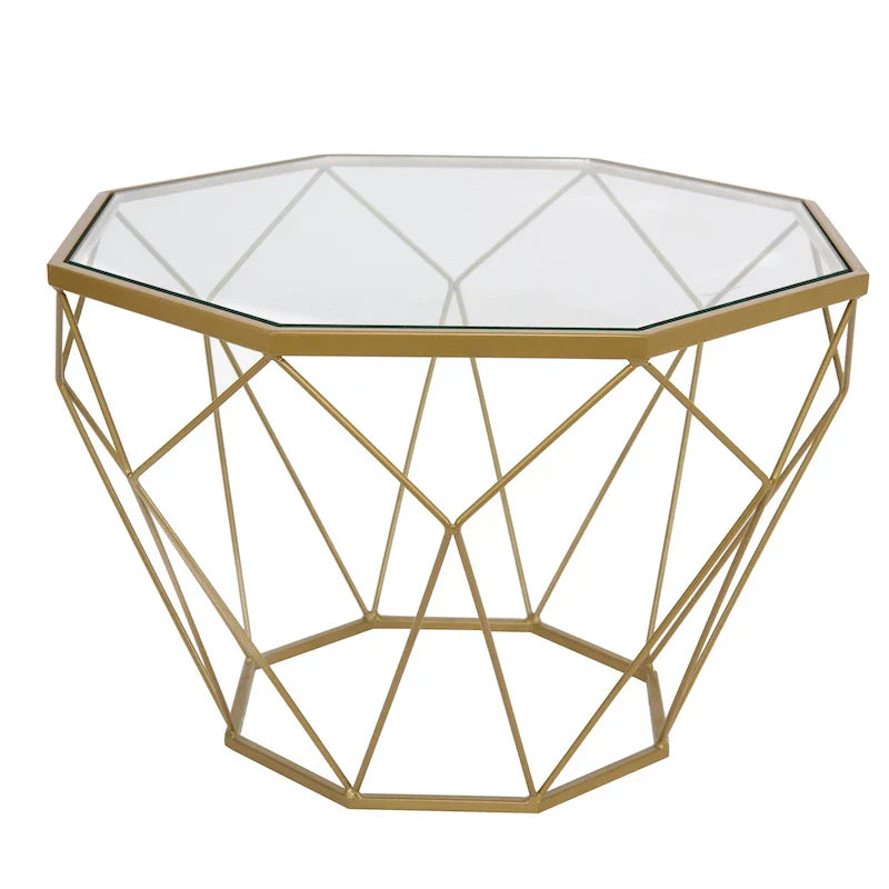 Malibu 22 Modern Octagonal Coffee Table with Tempered Glass Top and Durable Metal Geometric Base for Living Room or Office - image 2