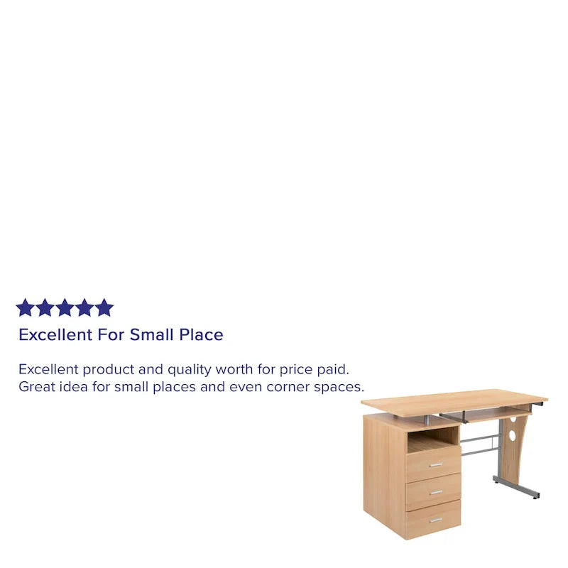 3-Drawer Pedestal Computer Desk with Keyboard Tray - image 40