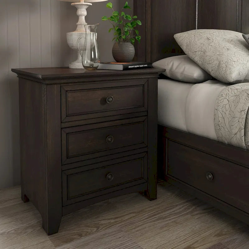 iNSPIRE Q Classic Ediline 3-Drawer Wooden Nightstand with Charging Station - image 2