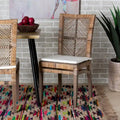 Laluna Contemporary Bohemian Rattan and Mahogany Dining Chair with Cushion - image 1