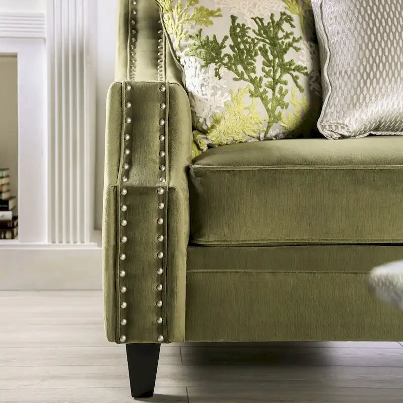 Olie Green Solid Wood Padded Loveseat - Transitional Style by Furniture of America - image 7