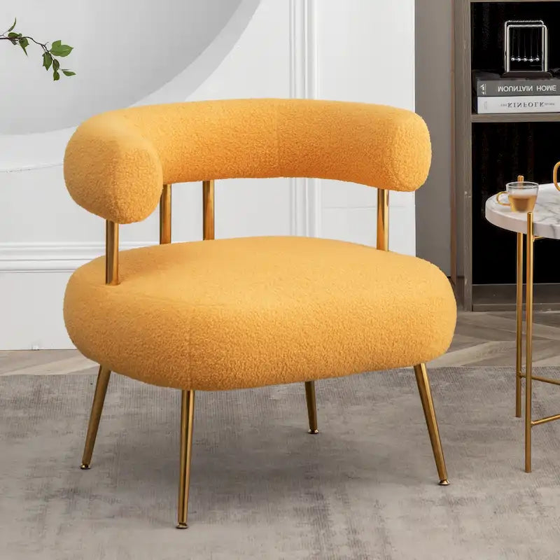 SEYNAR Contemporary Glam Upholstered Open-Back Accent Chair with Gold Legs - image 6