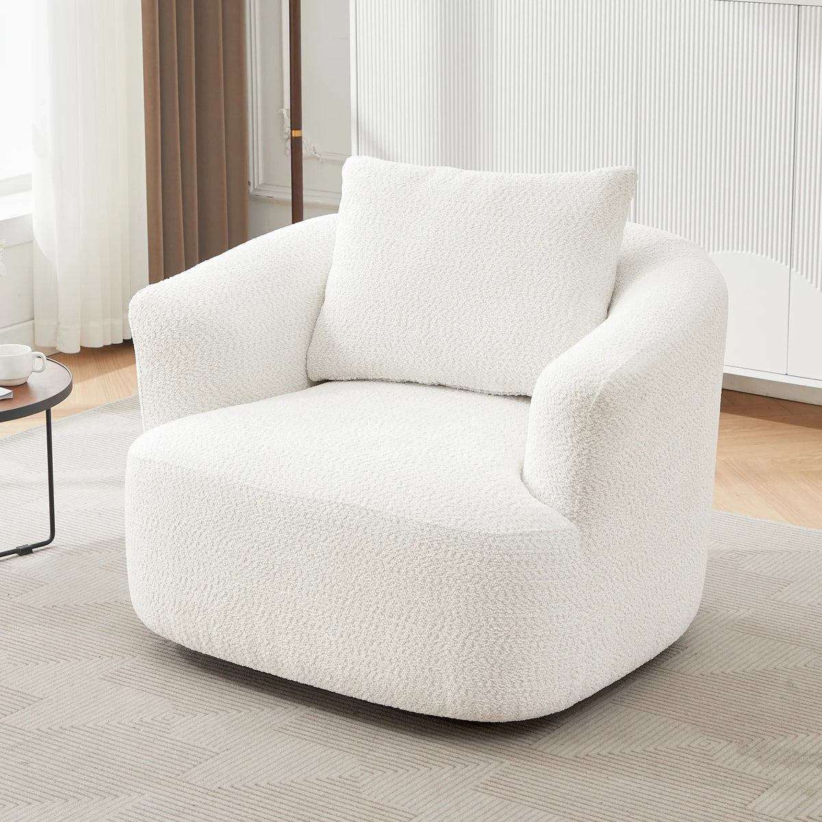 Harper & Bright Designs 360- Swivel Accent Chair, Barrel Chair Swivel Upholstered Sofa Chair with Cushion for Living Room Office, Beige - image 10