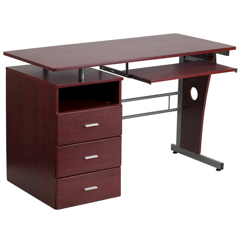 3-Drawer Pedestal Computer Desk with Keyboard Tray - image 12