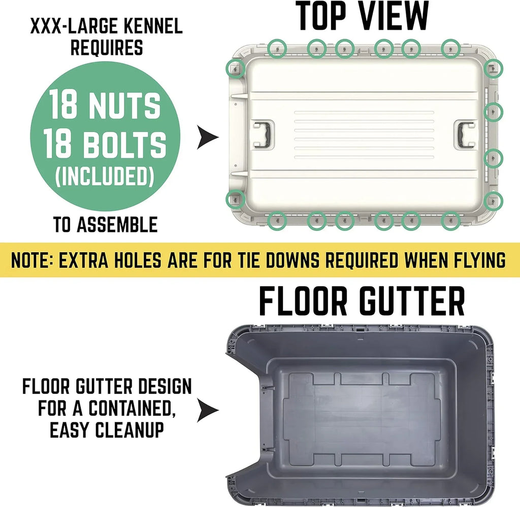 Designs Plastic Kennels Rolling Plastic Airline Approved Wire Door Travel Dog Crate, XXX-Large, Gray - image 55