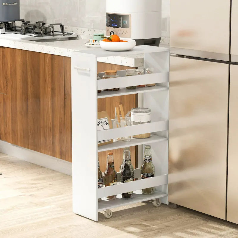 Costway 4-Tier Slim Rolling Kitchen Cart with Wheels - 8 Storage Compartments - image 14