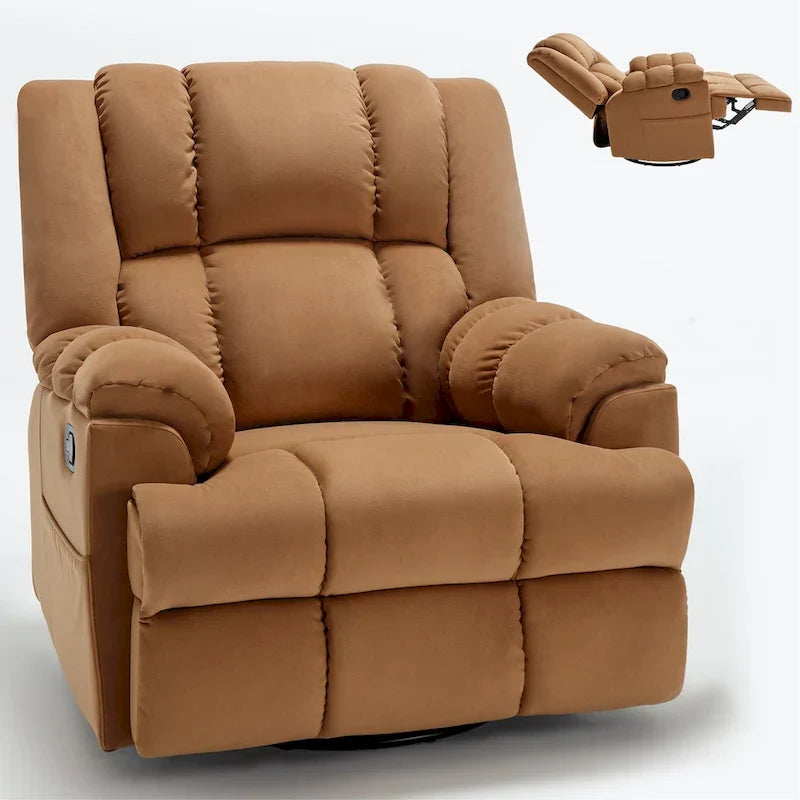 Extra-Large Swivel Rocker Recliner with Footrest and Pockets - Manual Operation - image 27