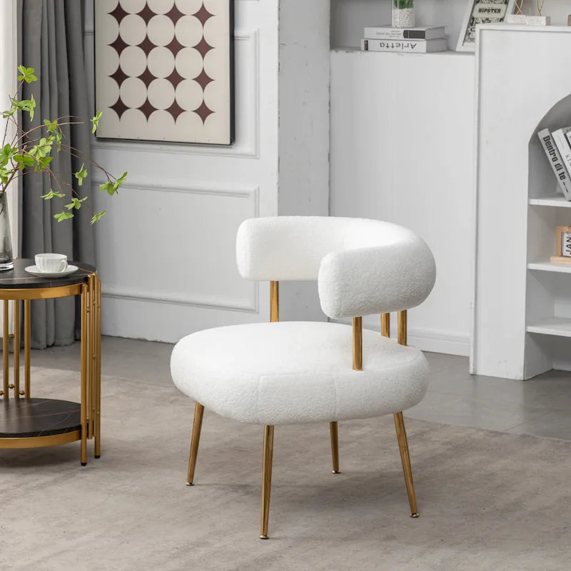 SEYNAR Contemporary Glam Upholstered Open-Back Accent Chair with Gold Legs - image 18