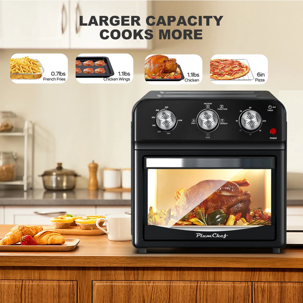 PlumChef 13 Quart 4 Slices Air Fryer Convection Toaster Oven, 1500W, 7 in 1 Multifunction with Roast, Bake, Grill, Broil, Toast, Dehydrate, Defrost - image 23