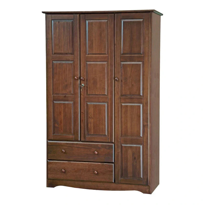 3-Door Wardrobe Armoire - White/Mocha/Java - Solid Wood - image 5