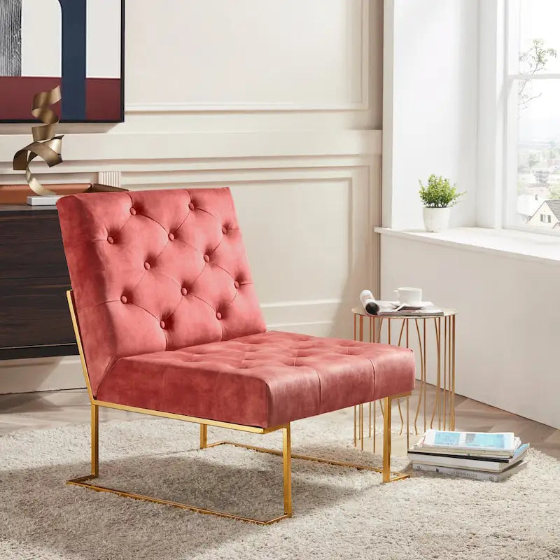 Corvus Savannah Tufted Velvet Lounge Chair with Upholstered Accent - image 22
