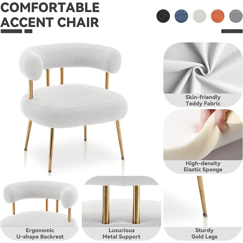 SEYNAR Contemporary Glam Upholstered Open-Back Accent Chair with Gold Legs - image 14