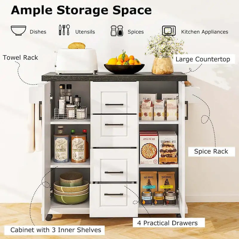 Costway Mobile Rolling Kitchen Island Cart with Wheels - Versatile Serving Utility - Learn More - image 9