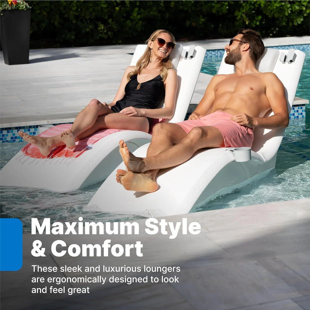Pool Lounger, Fade-Resistant, Waterproof Patio Furniture, Pool Lounge Chair for Sun Shelf, Use in Pools with Shelves Up to 9-Inches Deep or Outside Pool Deck, Weighted, White - image 20