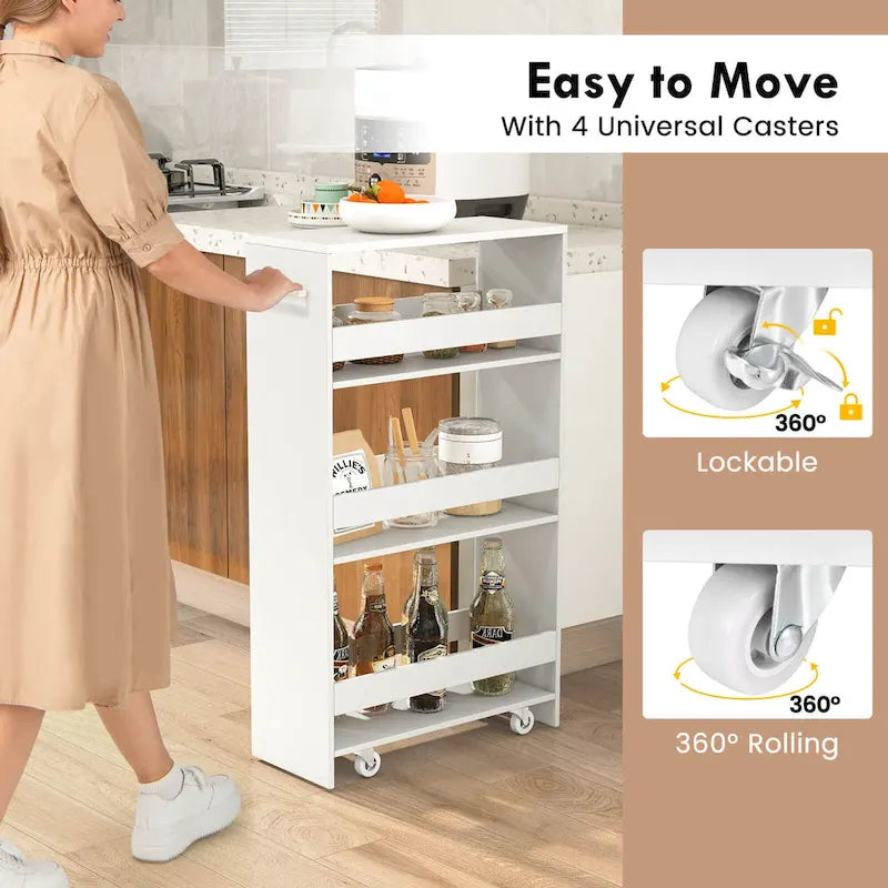 Costway 4-Tier Slim Rolling Kitchen Cart with Wheels - 8 Storage Compartments - image 18