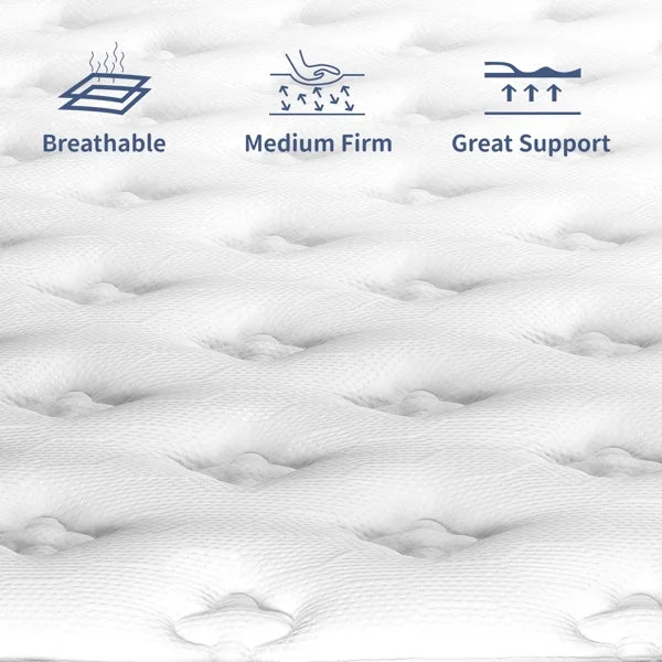 Full Size Mattress in a Box 14 Inch Memory Foam Hybrid Mattress with Pocketed Springs Medium Firm Support Motion Isolation Edge Support Night Trial - image 5