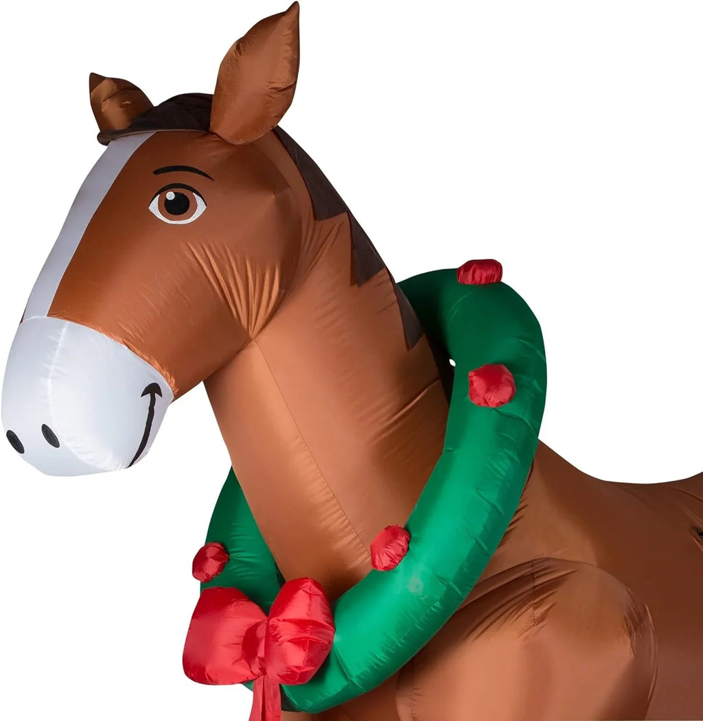 Christmas Inflatables Clydesdale Horse Holiday Inflatable, 9 Foot Wide and Lights Up, Comes with Tether Stakes, Rope, Power S