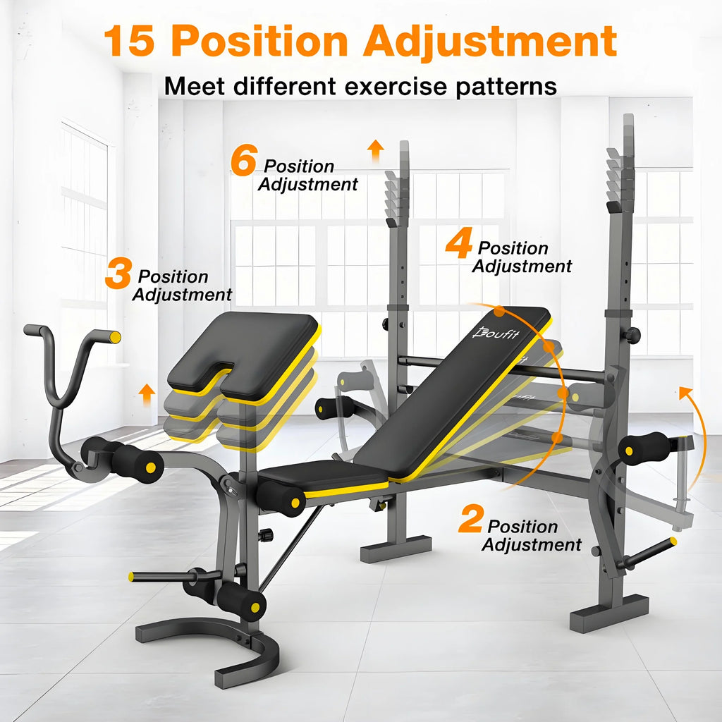 Weight Bench, Blacksmith 1100 lb 6 - in - 1 Workout Bench Press with Squat Rack Leg Developer Preacher Curl Butterfly Arms, Gym Exercise Equipment for Full Body Home Gym - image 4