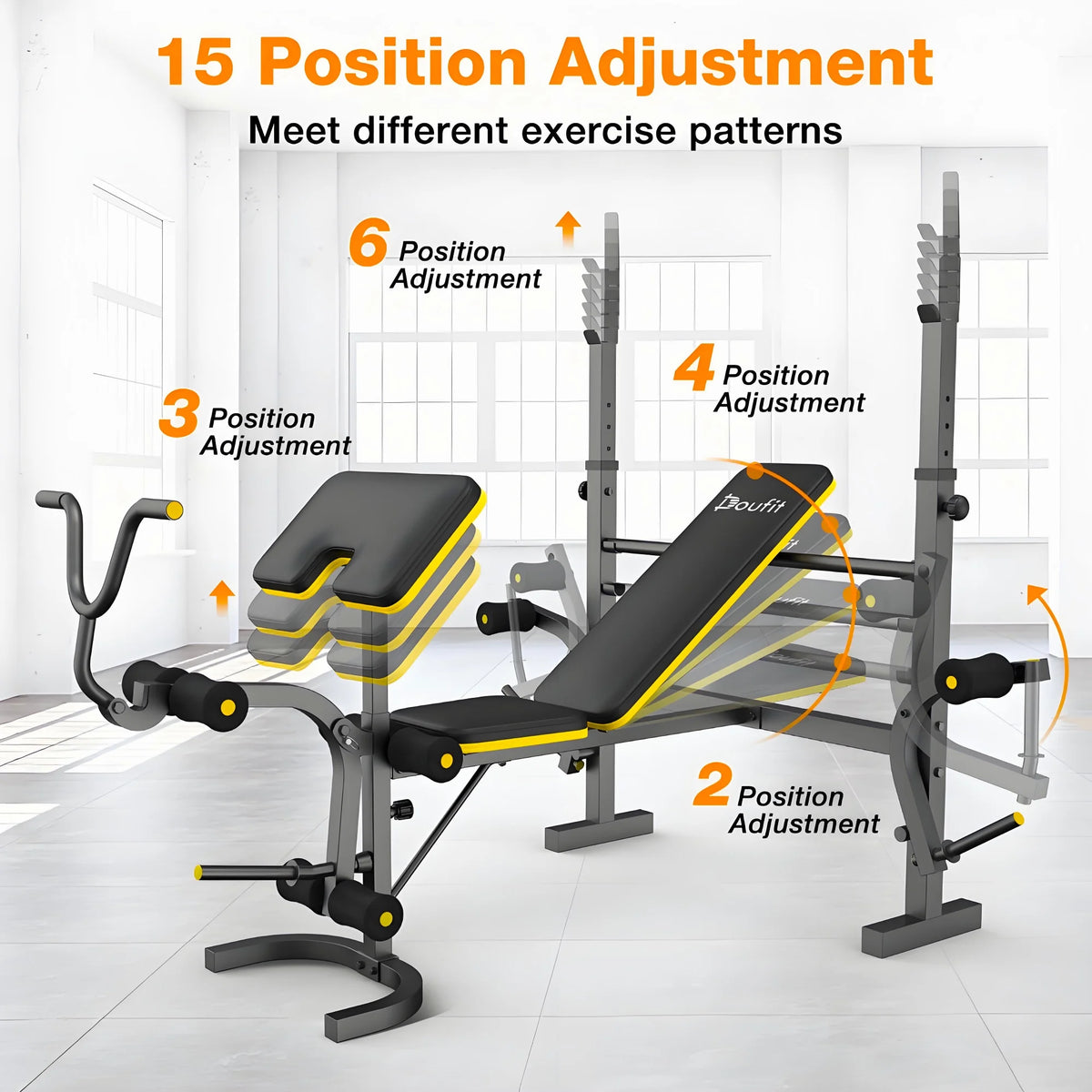 Weight Bench, Blacksmith 1100 lb 6 - in - 1 Workout Bench Press with Squat Rack Leg Developer Preacher Curl Butterfly Arms, Gym Exercise Equipment for Full Body Home Gym - image 4
