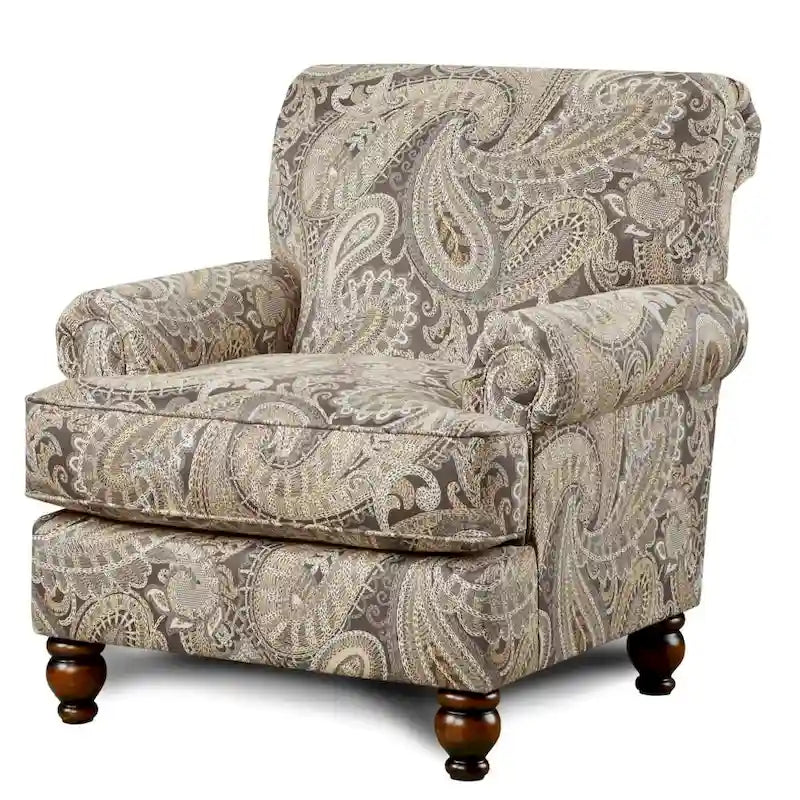 Capernicus Beige Paisley Pattern Accent Chair - image 1