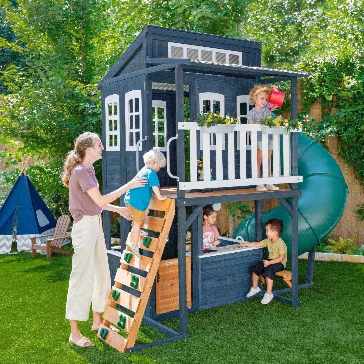 Kids Kidkraft Cozy Escape Playhouse In Navy Installation Included - image 4