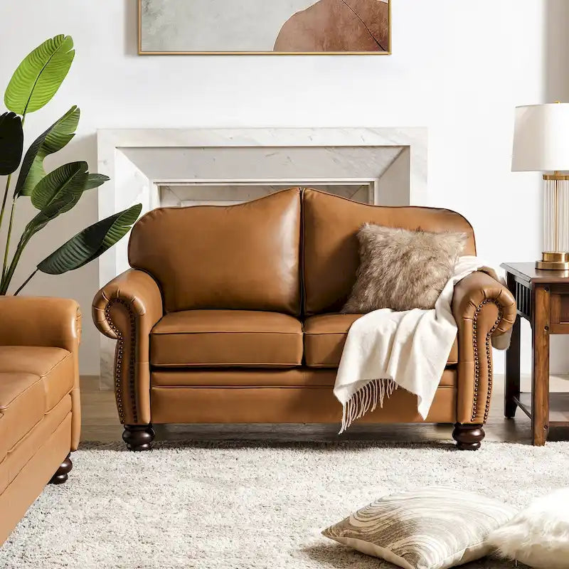 Angel Transitional Genuine Leather Sofa with Tufted Backrest by HULALA HOME - image 2