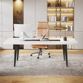 70.86-Inch White Boat-Shaped Office Desk with Sturdy Metal Legs - image 1