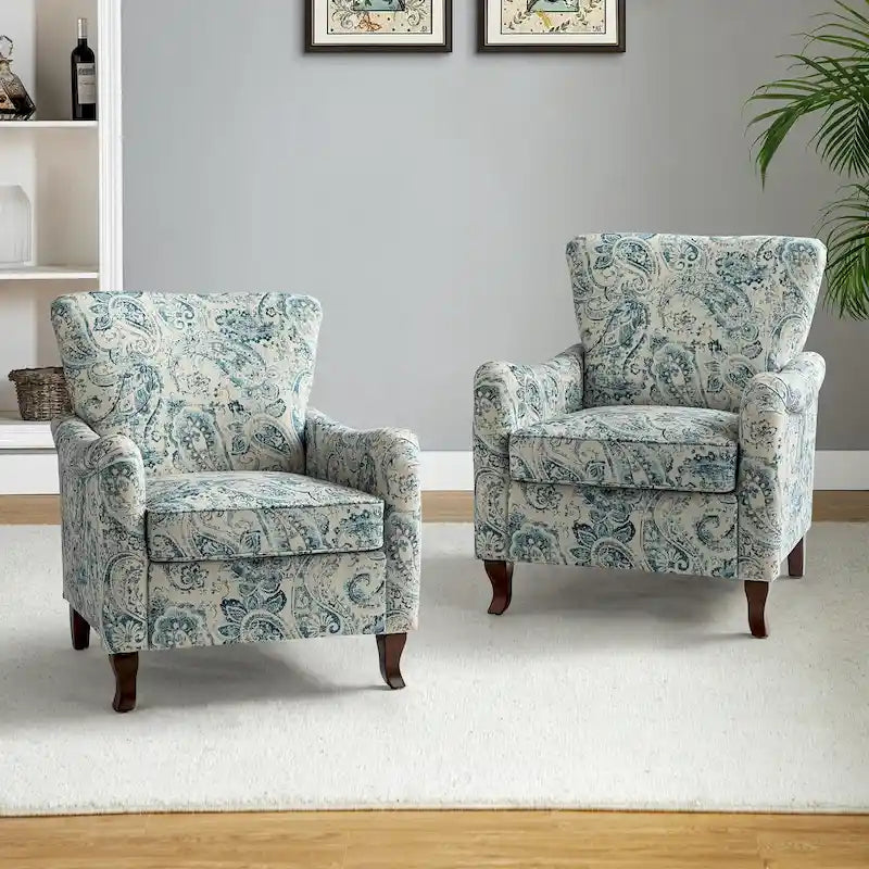 Set of 2 Samouel Contemporary Floral Wingback Armchairs by HULALA HOME - image 4