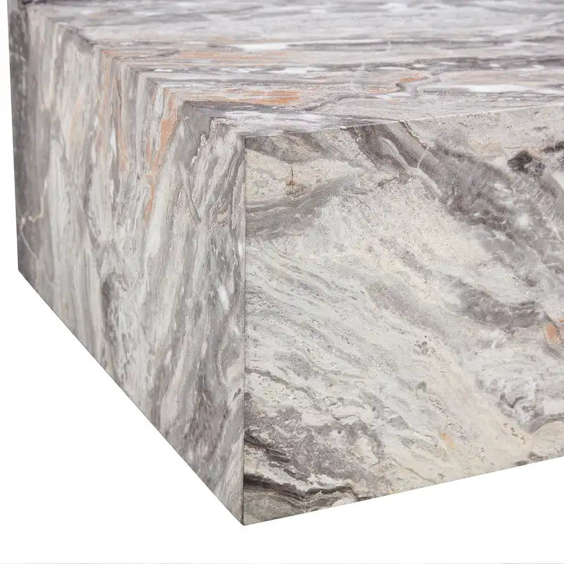 Contemporary Rectangular Coffee Table with Sturdy Base and Imitation Marble Finish for Living Room - image 31