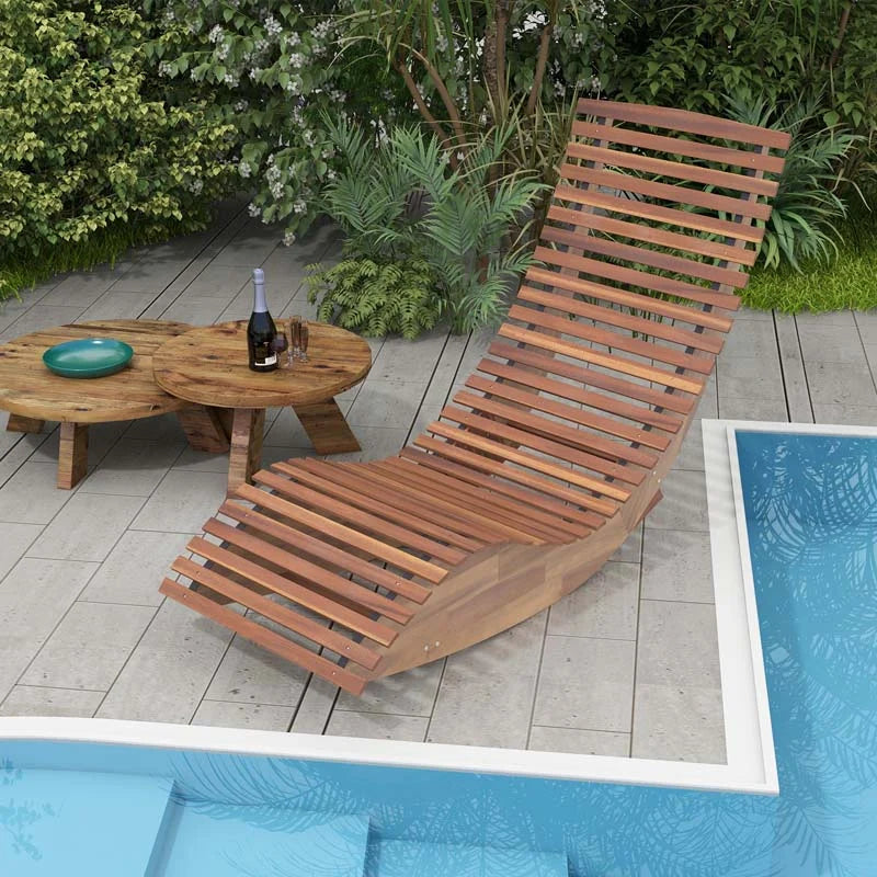 Acacia Wood Outdoor Patio Rocking Chair With Widened Slatted Seat Amp High Back Porch Rocker Sun Lounger For Backyard Garden 