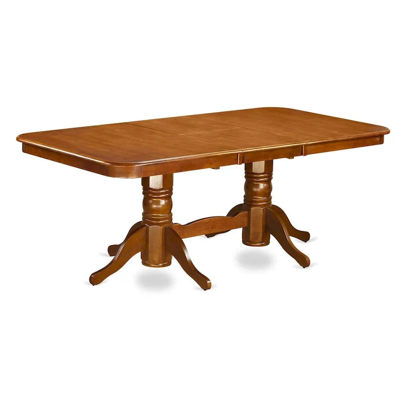 East West Furniture 9-Piece Saddle Brown Kitchen Dining Set - Rectangular Table with 8 Chairs (Various Seat Options) - image 5