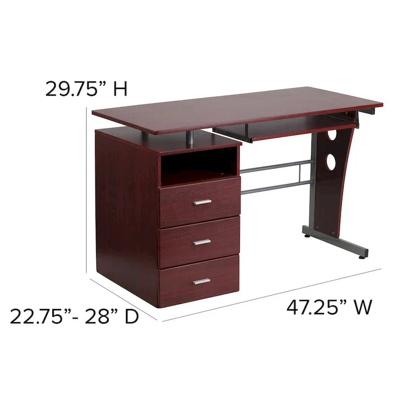 3-Drawer Pedestal Computer Desk with Keyboard Tray - image 10