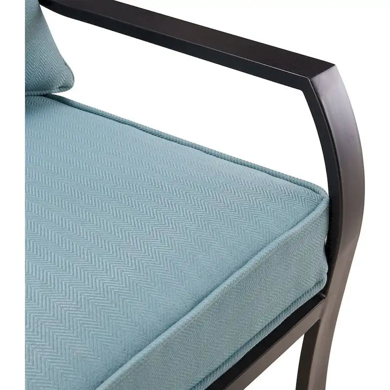 Hanover Lavallette 5-Piece Dining Set in Ocean Blue with 4 Stationary Chairs, 52-In. Round Glass-Top Table, Umbrella, and Base - image 4