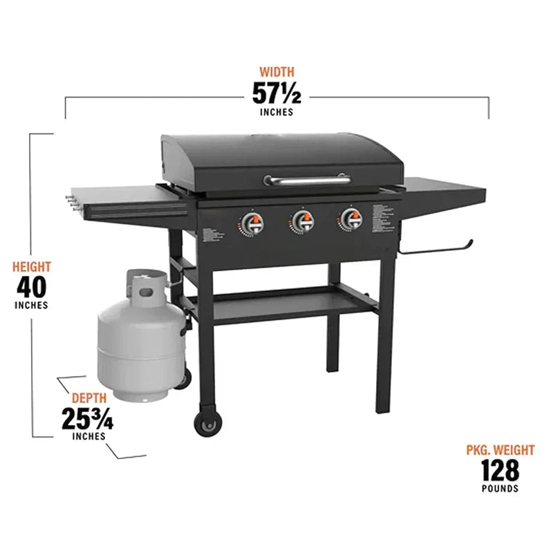 Griddle 2080 with Hood XL Griddle Original 3-Burner Outdoor Flat Top Grill,Griddle Accessories, Seasoning, and Wholesalehome 