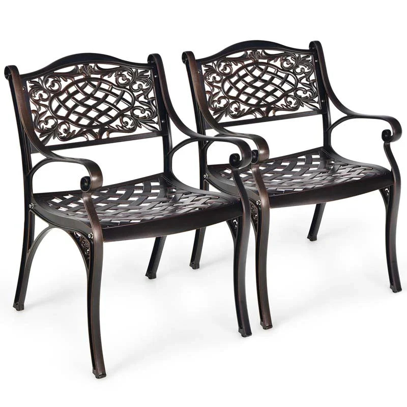 24Pcs All Weather Cast Aluminum Chairs With Armrests Amp Curved Seats Outdoor Dining Chairs Patio Bistro Armchairs - Comforta
