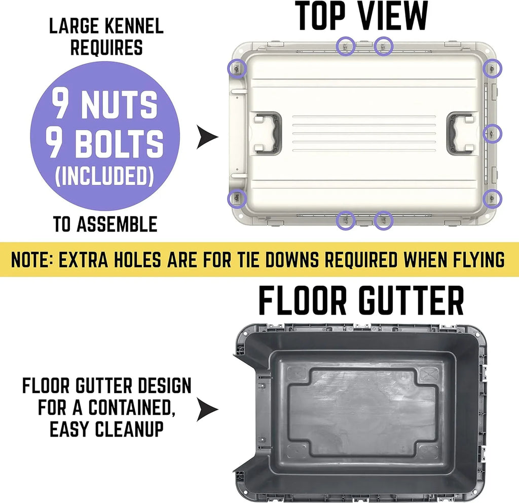 Designs Plastic Kennels Rolling Plastic Airline Approved Wire Door Travel Dog Crate, XXX-Large, Gray - image 33