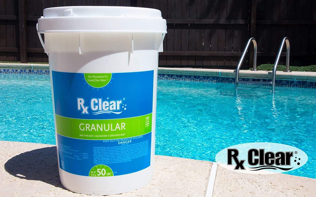 Clear Stabilized Granular Chlorine | One 50-Pound Bucket | Use As Bactericide, Algaecide, and Disinfectant in Swimming Pools 