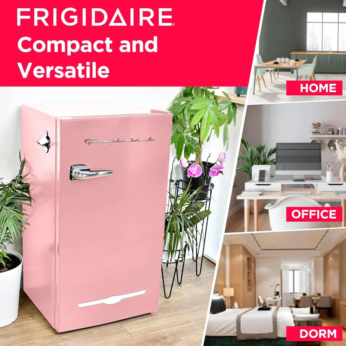 Frigidaire Retro Bar Fridge 3.2 Cu. Ft, Pink/Coral – Compact with Bottle Opener, Adjustable Thermostat & Shelves - image 2
