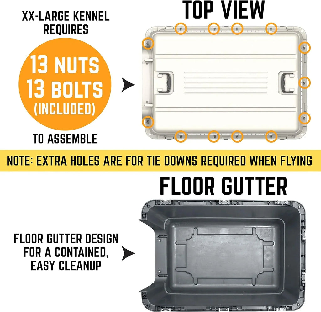 Designs Plastic Kennels Rolling Plastic Airline Approved Wire Door Travel Dog Crate, XXX-Large, Gray - image 48