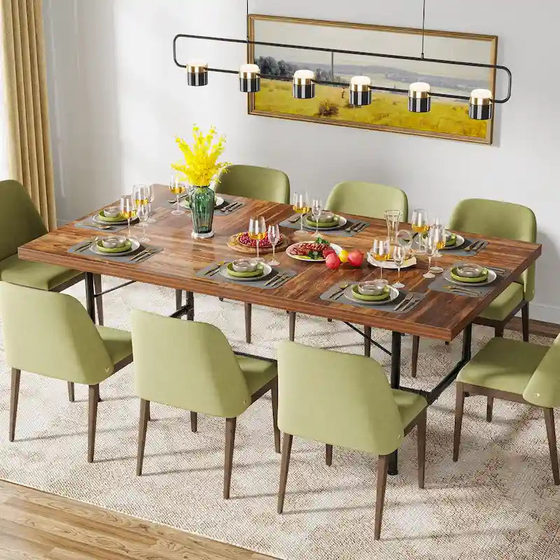 70.9-Inch Rustic Rectangle Dining Table with Metal Tube Frame - image 13