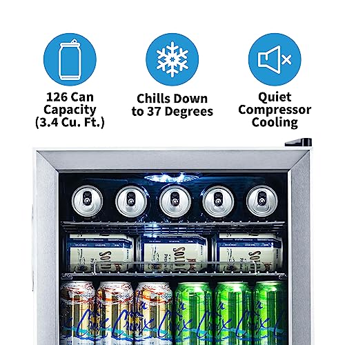 Beverage Refrigerator Cooler / 126 Cans Free Standing with Right Hinge Glass Door - image 10