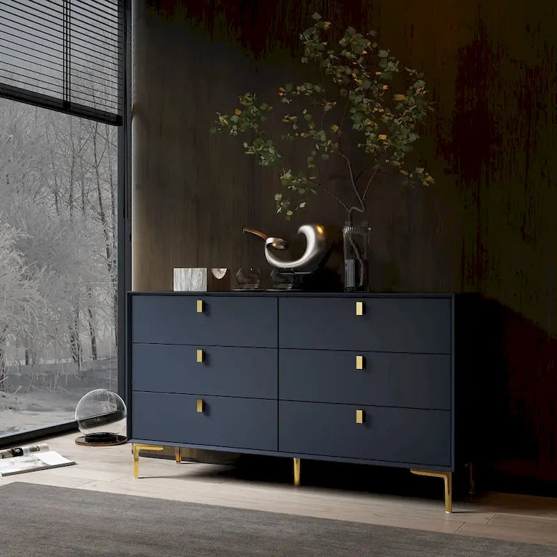 Mid-Century 6-Drawer Storage Dresser Chest Sideboard - image 5