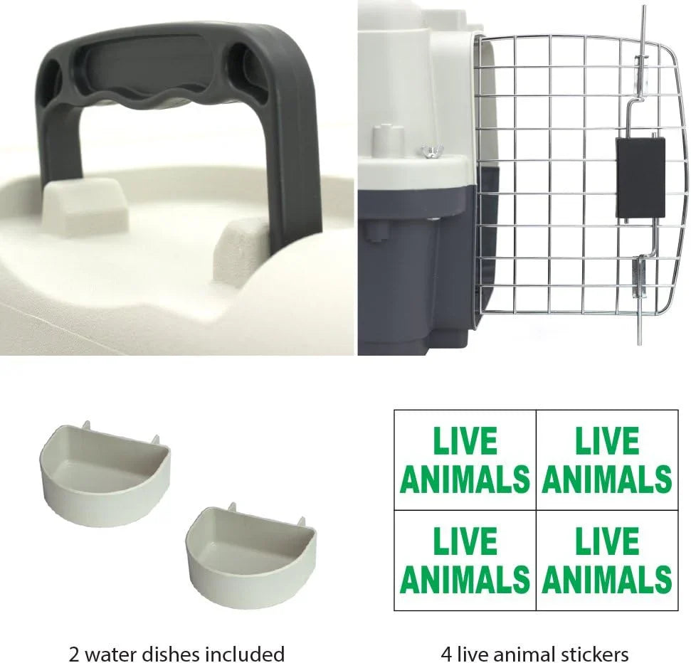 Designs Plastic Kennels Rolling Plastic Airline Approved Wire Door Travel Dog Crate, XXX-Large, Gray - image 41