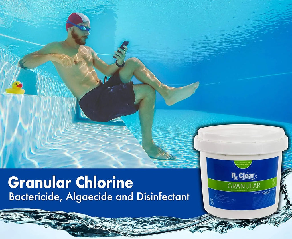 Clear Stabilized Granular Chlorine | One 50-Pound Bucket | Use As Bactericide, Algaecide, and Disinfectant in Swimming Pools 