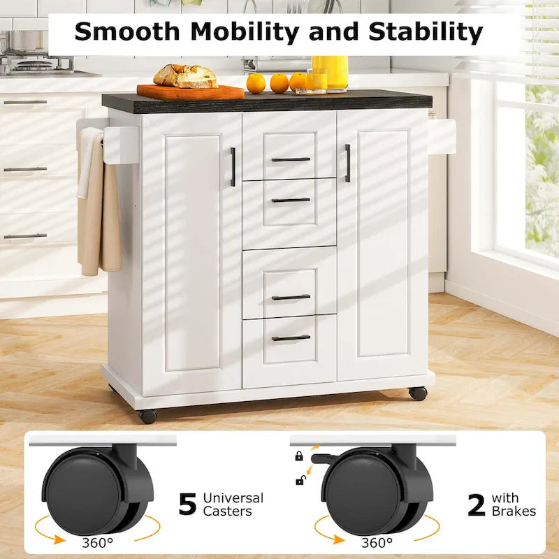 Costway Mobile Rolling Kitchen Island Cart with Wheels - Versatile Serving Utility - Learn More - image 6